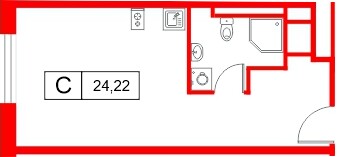 Апартаменты в ЖК «Апартаменты СААН», студия, 24.22 м², 14 этаж