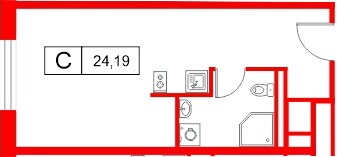 Апартаменты в ЖК «Апартаменты СААН», студия, 24.19 м², 14 этаж