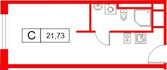 Планировка — Студия квартира, 21,7 м² в ЖК «Саан»