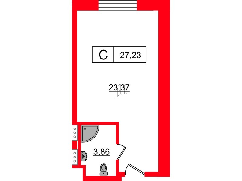 Апартаменты в ЖК Апарт-отель Well , студия, 27.23 м², 10 этаж