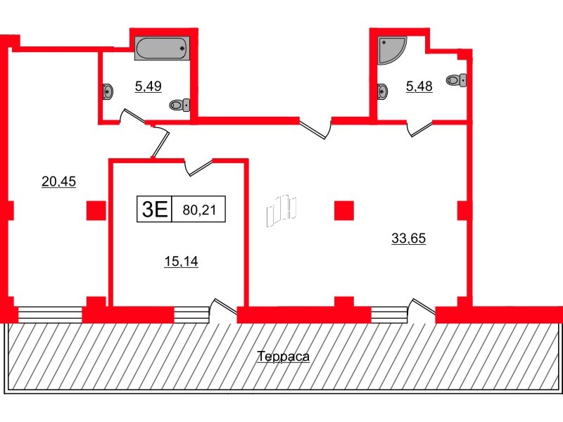 Апартаменты в ЖК Апарт-отель Well , 2 комнатные, 80.21 м², 10 этаж