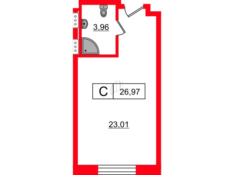 Апартаменты в ЖК Апарт-отель Well , студия, 26.97 м², 10 этаж