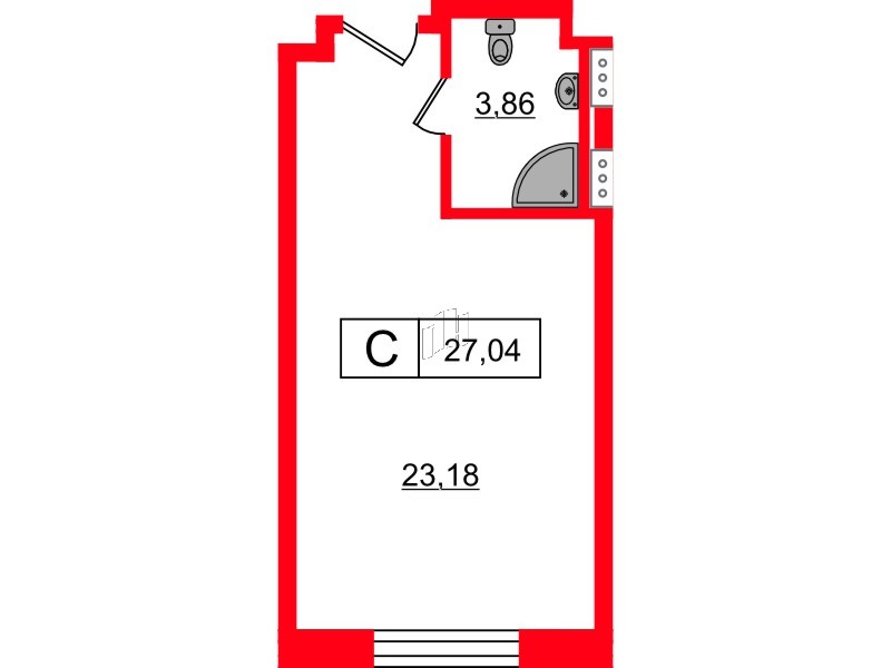 Апартаменты в ЖК Апарт-отель Well , студия, 27.04 м², 10 этаж
