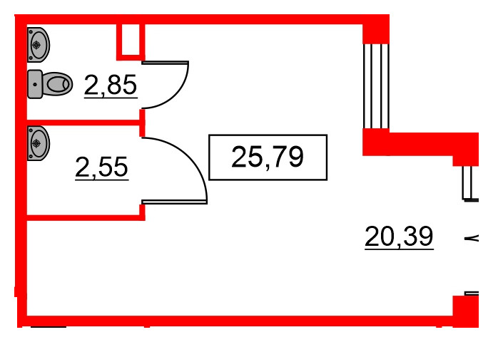 Помещение в ЖК Парадный ансамбль, 25.79 м², 1 этаж