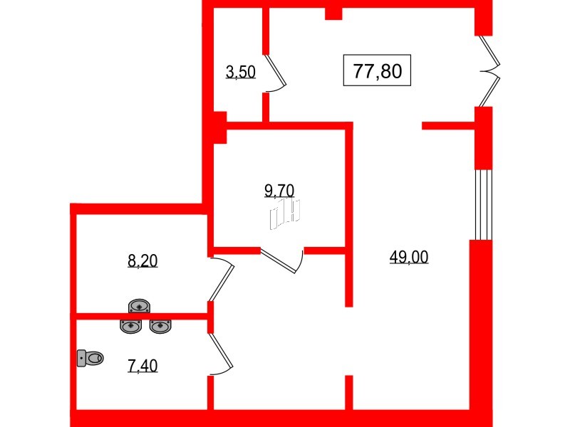 Помещение в ЖК Парусная 1, 77.8 м², 1 этаж