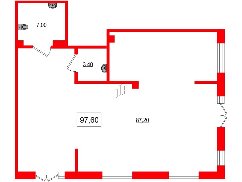 Помещение в ЖК Парусная 1, 97.6 м², 1 этаж