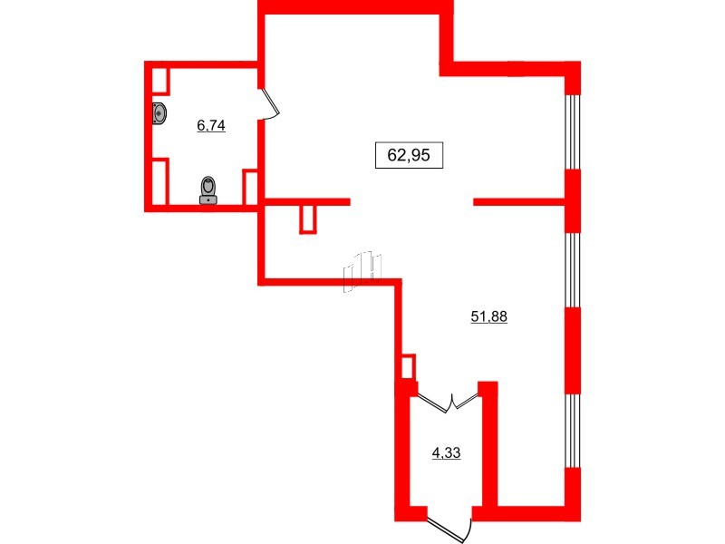 Помещение в ЖК ЦДС Parkolovo, 62.95 м², 1 этаж