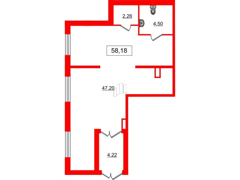 Помещение в ЖК ЦДС Parkolovo, 58.18 м², 1 этаж