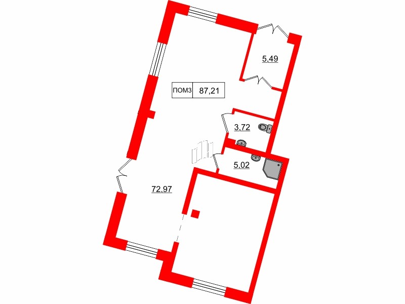 Помещение в ЖК Счастье 2.0, 87.21 м², 1 этаж