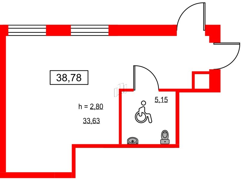 Помещение в ЖК ID Светлановский, 38.9 м², 1 этаж