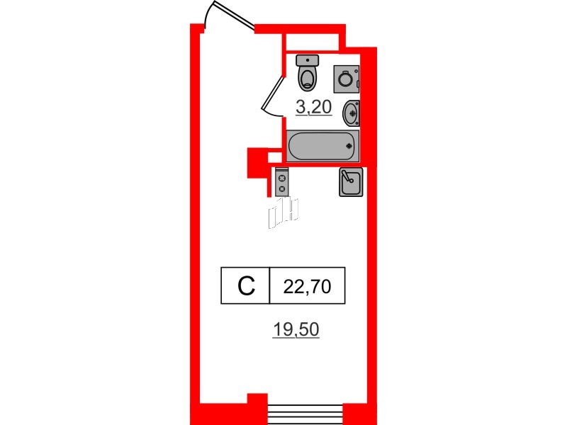 Апартаменты в ЖК Апартаменты «Глер», студия, 22.7 м², 8 этаж