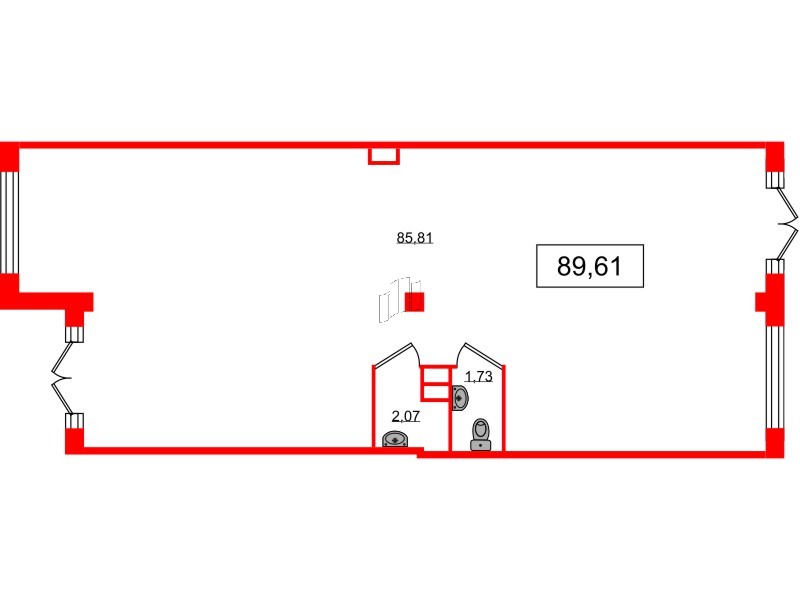 Помещение в ЖК Дубровский, 89.61 м², 1 этаж