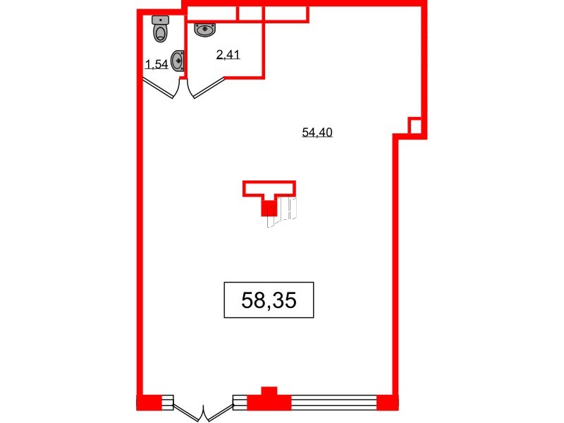Помещение в ЖК Дубровский, 58.35 м², 1 этаж