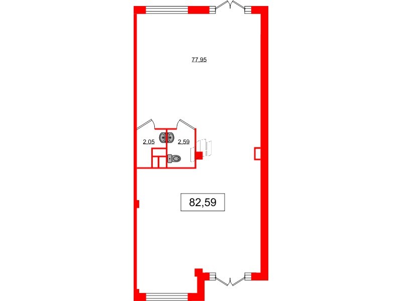 Помещение в ЖК Дубровский, 82.59 м², 1 этаж