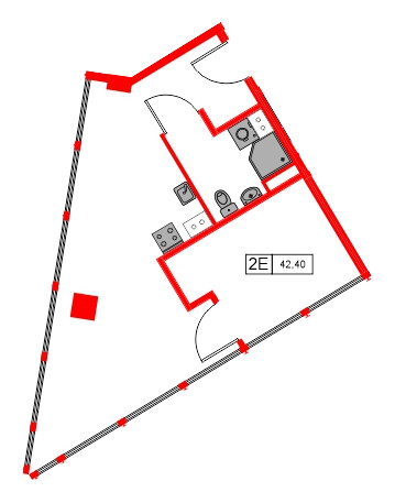 Апартаменты в ЖК Апарт-отель «МОСКО», 1 комнатные, 42.4 м², 4 этаж