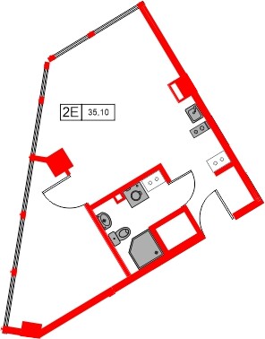 Апартаменты в ЖК Апарт-отель «МОСКО», 1 комнатные, 35.1 м², 4 этаж