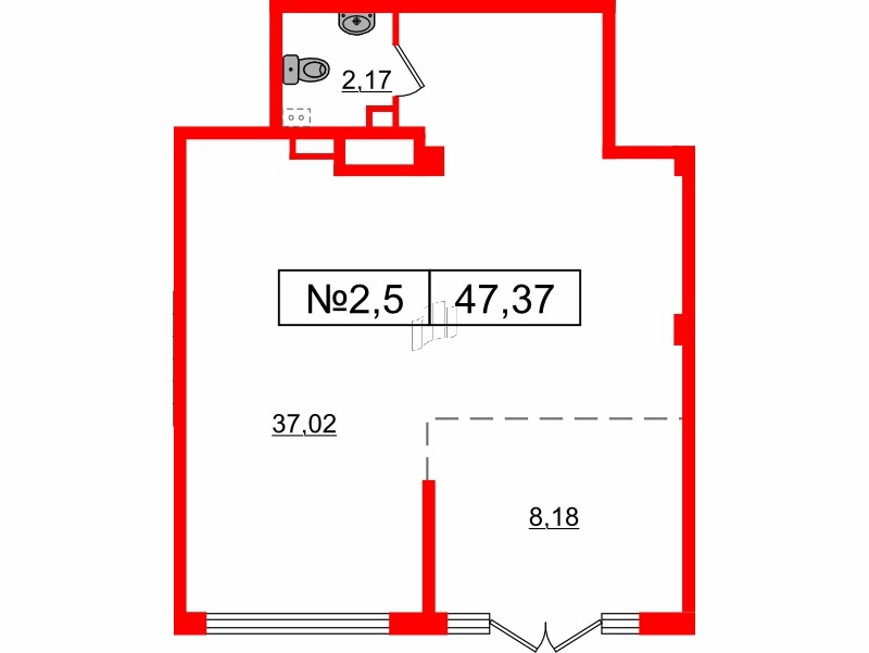 Помещение в ЖК Любоград, 47.37 м², 1 этаж