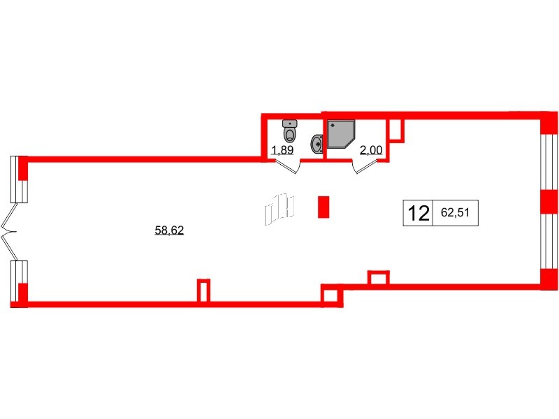 Помещение в ЖК Univer City, 63.9 м², 1 этаж