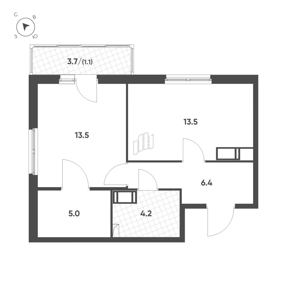 Квартира в ЖК Клюква.Парк, 1 комнатная, 43.7 м², 11 этаж