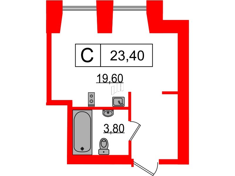 Апартаменты в ЖК Serebro Avenue Apart, студия, 23.4 м², 7 этаж