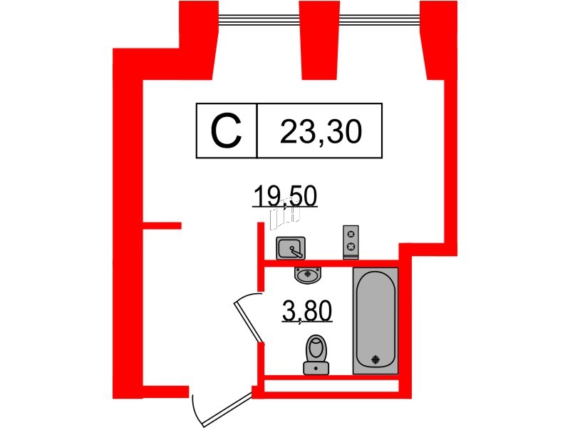 Апартаменты в ЖК Serebro Avenue Apart, студия, 23.3 м², 8 этаж