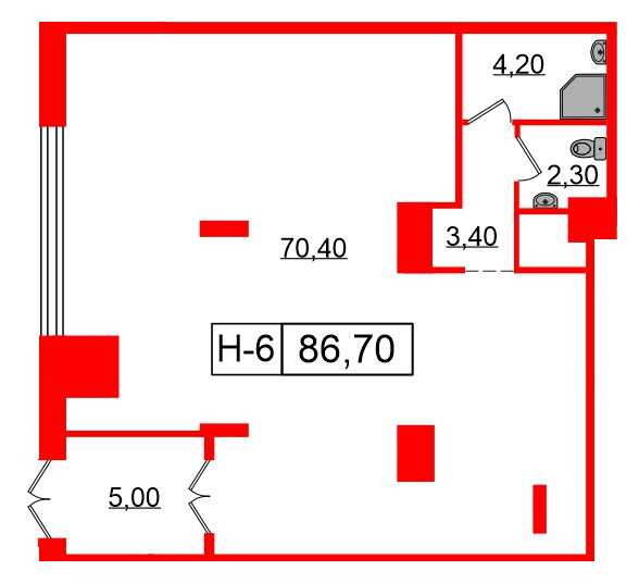 Помещение в ЖК VIDI, 86.7 м², 1 этаж