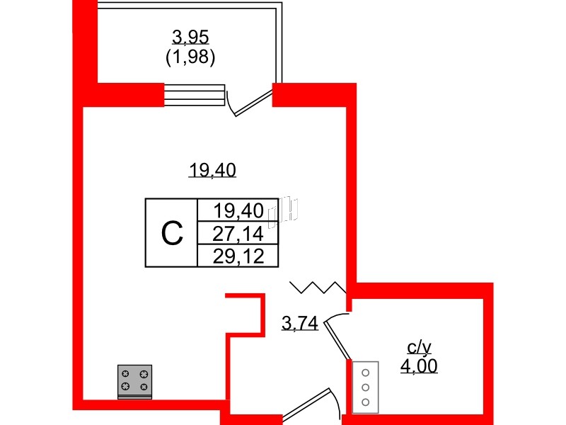 Квартира в ЖК Квартал Уютный, студия, 29.12 м², 5 этаж