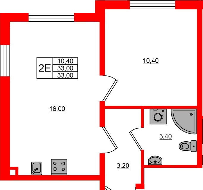 Квартира в ЖК Дыбенко Парк, 1 комнатная, 33 м², 4 этаж