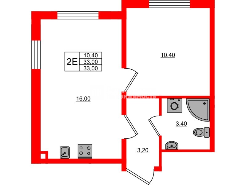 Квартира в ЖК Дыбенко Парк, 1 комнатная, 33 м², 7 этаж