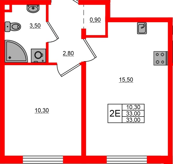Квартира в ЖК Дыбенко Парк, 1 комнатная, 33 м², 7 этаж