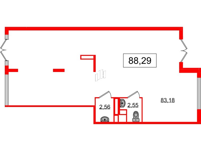 Помещение в ЖК ЯСНО.ЯНИНО, 88.29 м², 1 этаж