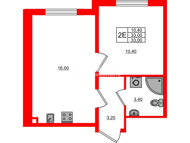 Квартира в ЖК Дыбенко Парк, 1 комнатная, 33 м², 17 этаж