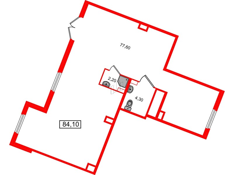 Помещение в ЖК Клюква.Парк, 84.1 м², 1 этаж