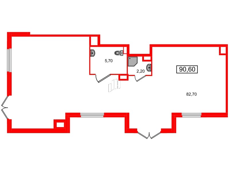 Помещение в ЖК Клюква.Парк, 90.6 м², 1 этаж