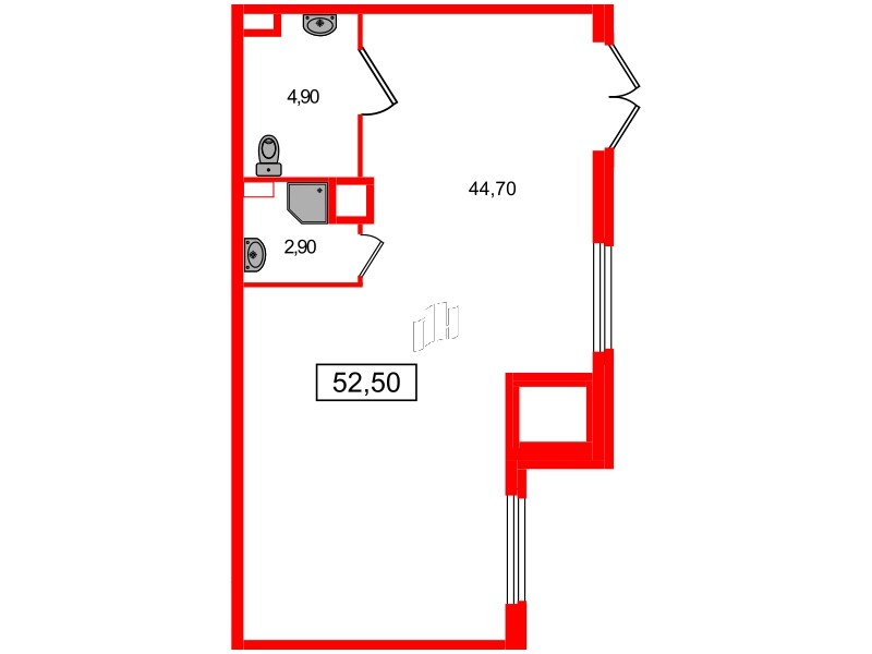 Помещение в ЖК Клюква.Парк, 52.5 м², 1 этаж