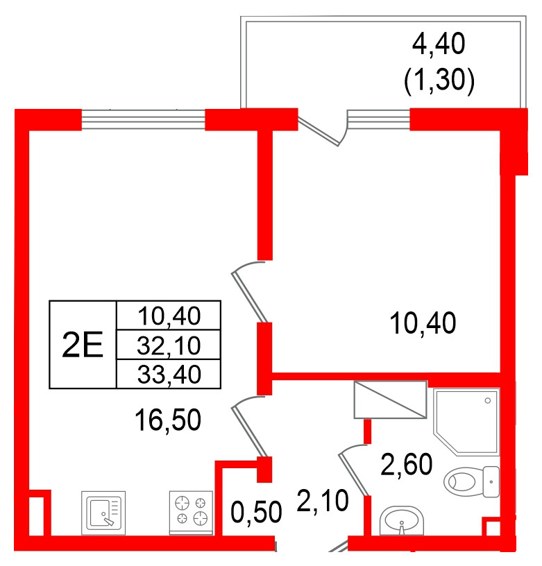 Квартира в ЖК 'Цветной город', 1 комнатная, 33.4 м², 18 этаж