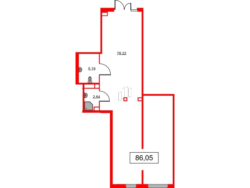 Помещение в ЖК GloraX Парголово, 86.05 м², 1 этаж
