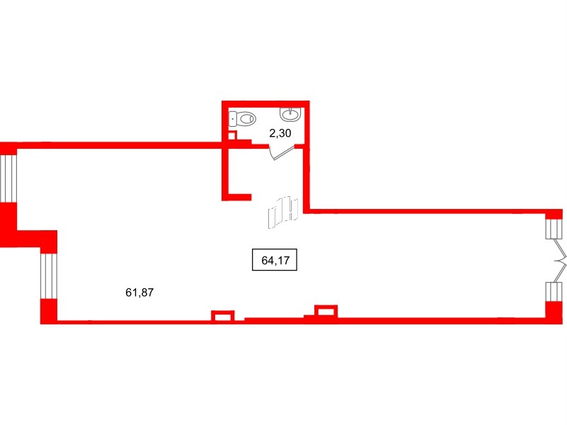 Помещение в ЖК Рождественский квартал, 64.17 м², 1 этаж