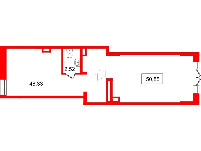 Помещение в ЖК Рождественский квартал, 50.85 м², 1 этаж