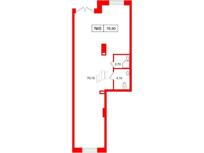 Помещение в ЖК «Большая Охта», 78 м², 1 этаж