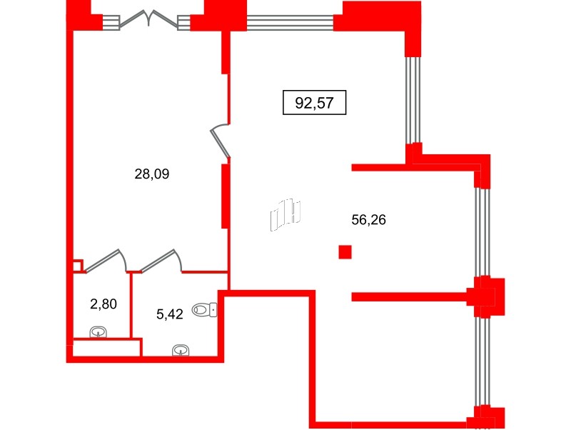 Помещение в ЖК Цивилизация на Неве, 92.57 м², 1 этаж