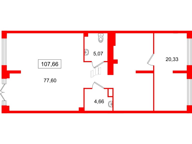 Помещение в ЖК Цивилизация на Неве, 107.66 м², 1 этаж
