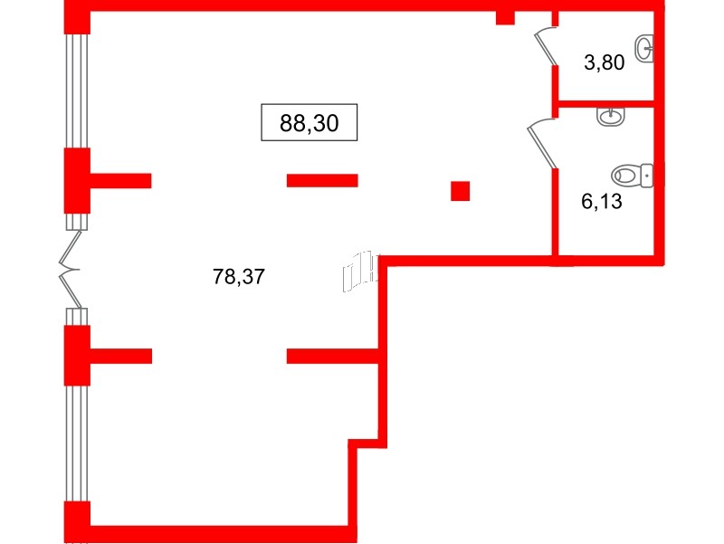 Помещение в ЖК Цивилизация на Неве, 88.3 м², 1 этаж