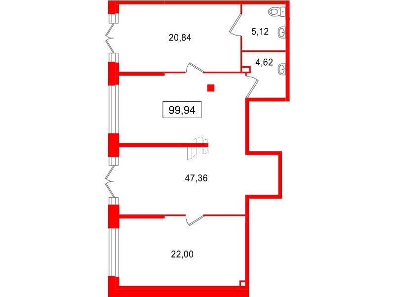 Помещение в ЖК Цивилизация на Неве, 99.94 м², 1 этаж