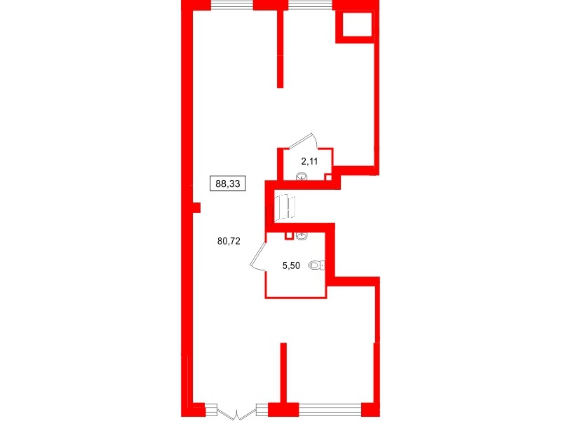 Помещение в ЖК Цивилизация на Неве, 88.33 м², 1 этаж