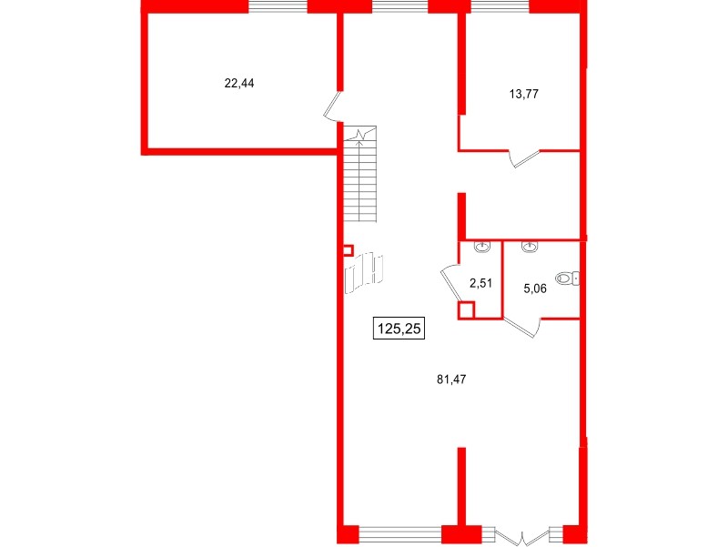 Помещение в ЖК Цивилизация на Неве, 125.25 м², 1 этаж