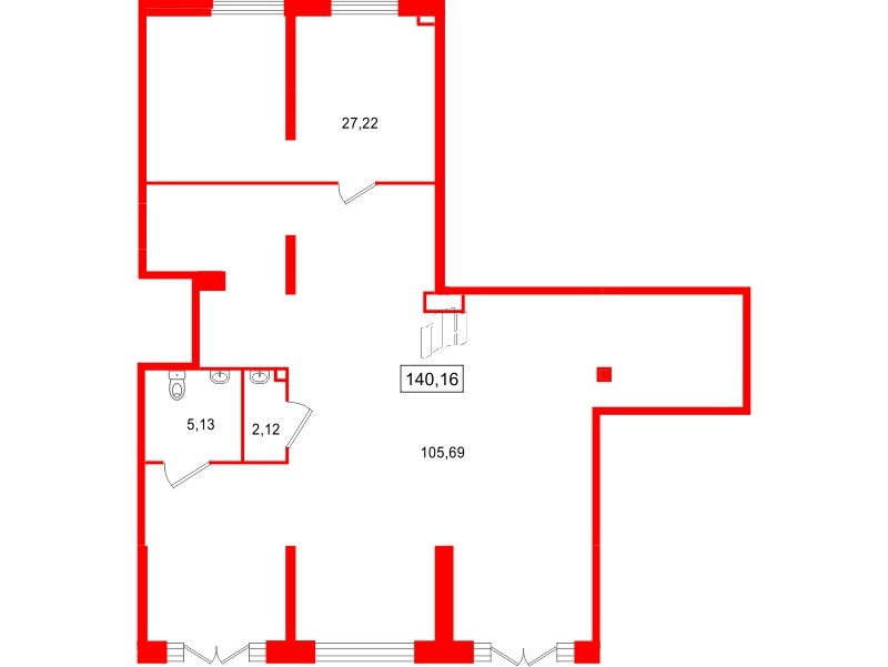 Помещение в ЖК Цивилизация на Неве, 140.16 м², 1 этаж