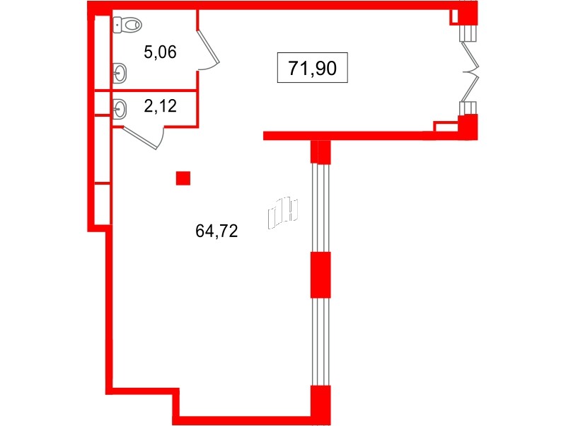 Помещение в ЖК Цивилизация на Неве, 71.9 м², 1 этаж