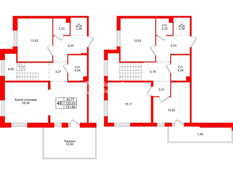 Квартира в ЖК Тишин, 3 комнатная, 131.86 м², 1 этаж