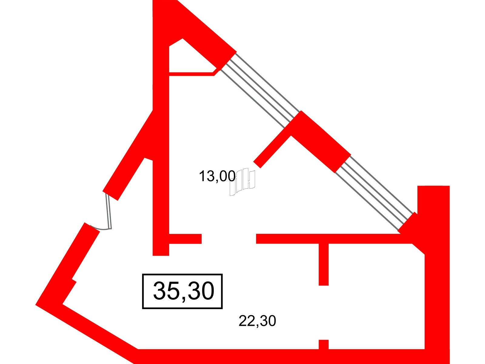 Помещение в ЖК Вертикаль на Лесной., 35.3 м², 2 этаж